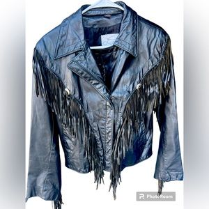 Vintage Western Lariat Fringe moto jacket
